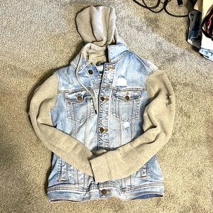 Ripped Jean Jacket/Hoodie Hybrid (Hollister)